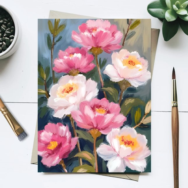 Cartão Postal Buquê de Flores Peônias Rosa (Criador carregado)