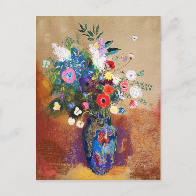 Cartão Postal Buquê de Flores por Odilon Redon (Frente)