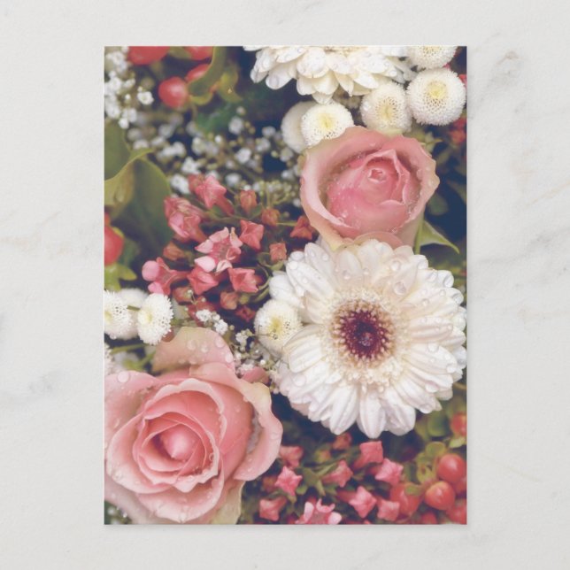 Cartão Postal Buquê de Flores Românticas (Frente)
