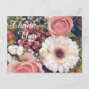 Cartão Postal Buquê de Flores Românticas de Agradecimento