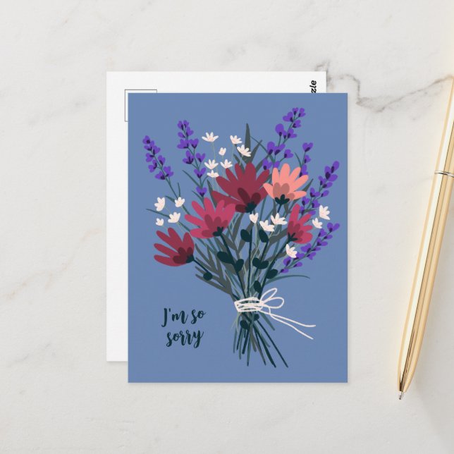 Cartão Postal Buquê de Flores Silvestres Pêsames Lamento a Perda (Frente/Verso In Situ)