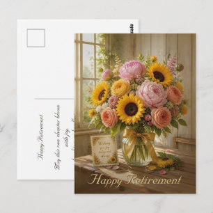 Cartão Postal Buquê de Girassóis de Aposentadoria Feliz