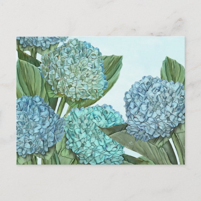 Cartão Postal Buquê de Hortênsias Azuis de Verão (Frente)
