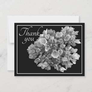 Cartão Postal Buquê de Hydrangea preto e branco Obrigado