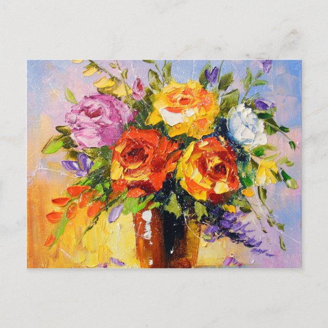 Cartão Postal Buquê de rosas (Frente)