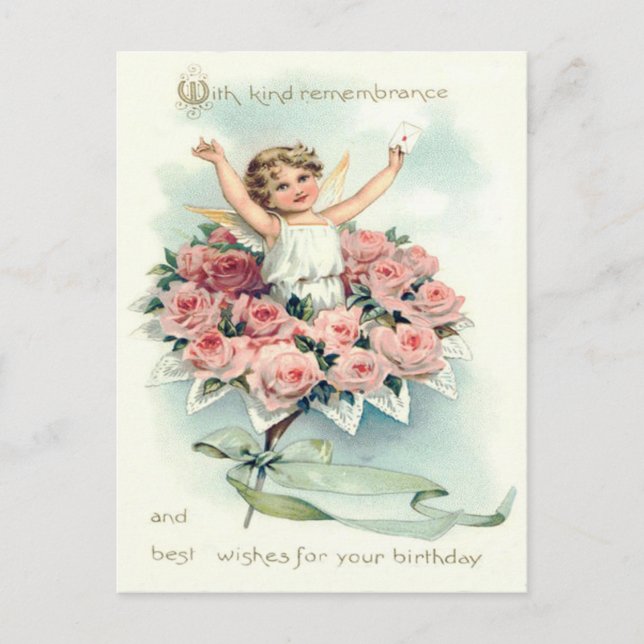 Cartão Postal Buquê de Rosas Anjo Querubim (Frente)