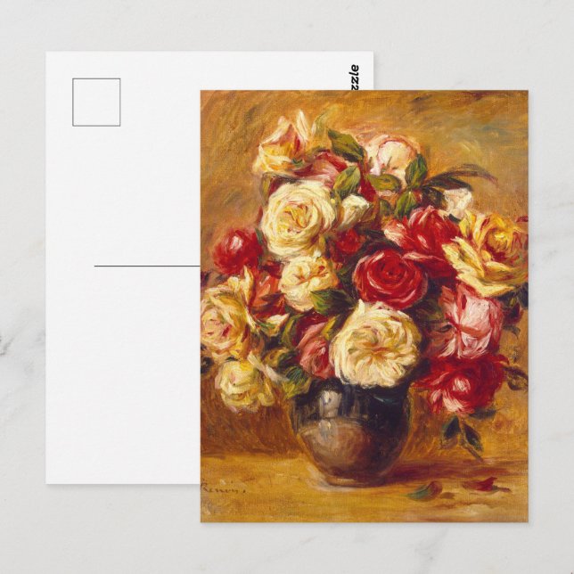 Cartão Postal Buquê de rosas, Auguste Renoir (Frente/Verso)
