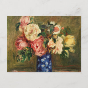 Cartão Postal Buquê de Rosas Impressionistas de Arte Renoir