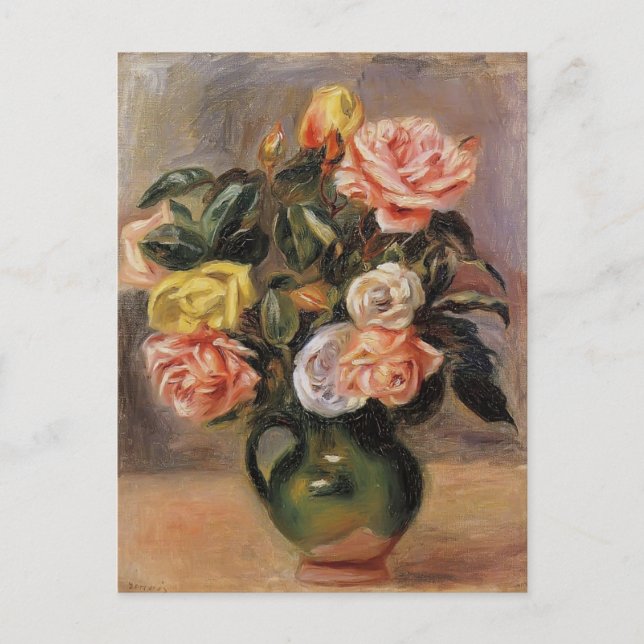 Cartão Postal Buquê de Rosas por Pierre-Auguste Renoir (Frente)