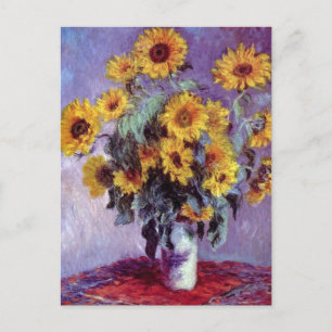 Cartão Postal Buquê de Sunflower por Claude Monet, Vintage Art