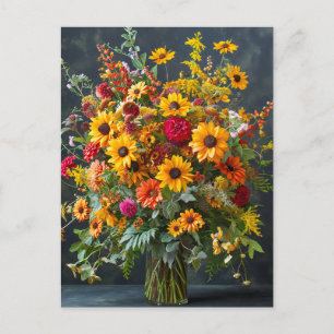 Cartão Postal Buquê Festivo de Natal com Pinheiro e Poinsettia