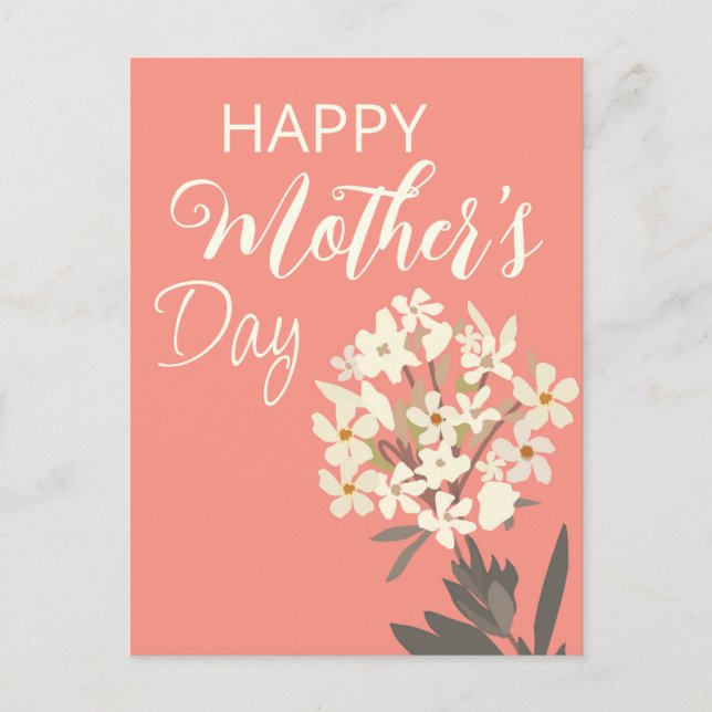 Cartão Postal Buquê Floral Branco / Dia das Mães (Frente)