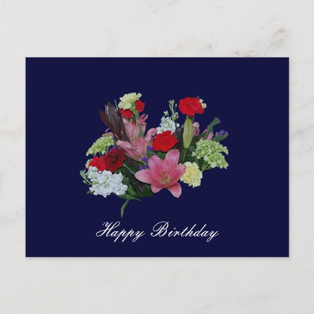 Cartão Postal Buquê floral feliz aniversário (Frente)