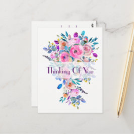 Cartão Postal Buquê Floral Multicolor Pensando Em Você