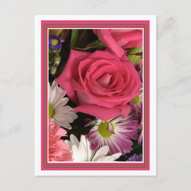 Cartão Postal Buquê rosa da ventoinha (Frente)