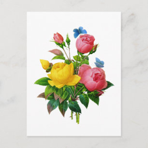 Cartão Postal Buquê rosa-rosa e amarelo-rosa por reformulação