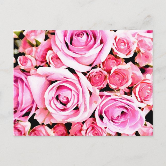 Cartão Postal Buquê rosa rosa rosa (Frente)