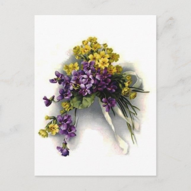 Cartão Postal Buquê Vintage Violet (Frente)