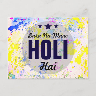 Cartão Postal Bura Na Mano Holi Hai Holi Colorido e Feliz Mode