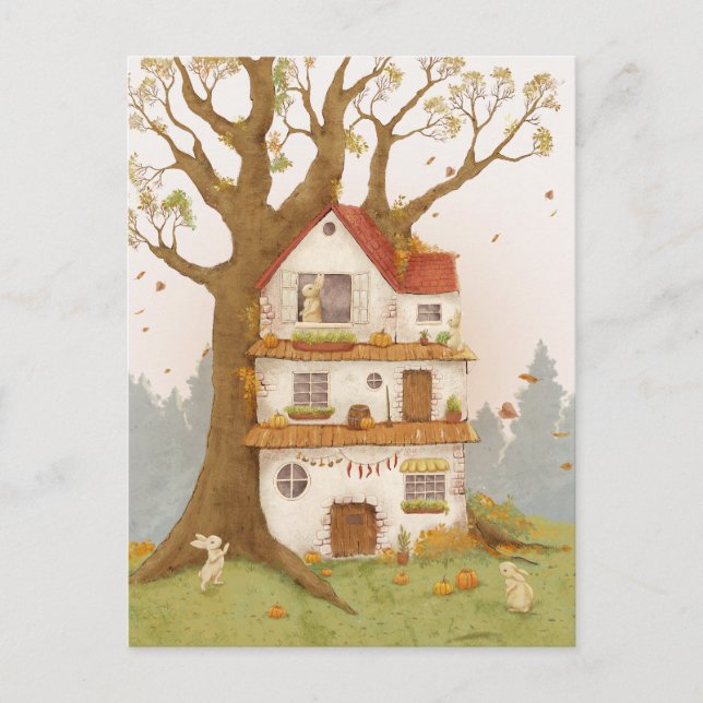 Cartão Postal Buraco de coelho numa árvore (Frente)