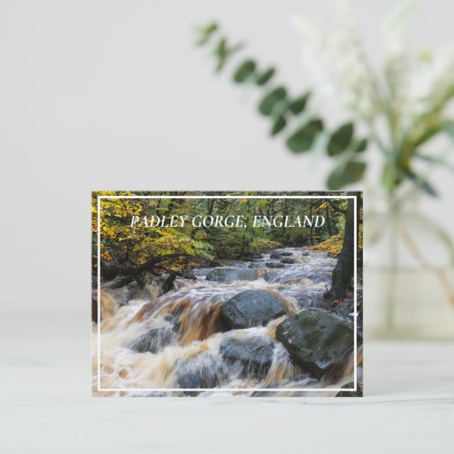 Cartão Postal Burbage Brook in Cheio Spate, Padley Gorge, Reino  (Em pé/Frente)