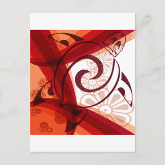 Cartão Postal Burgandy-Floral-Tartaruga