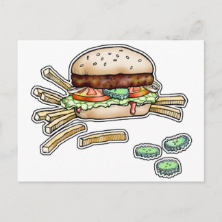 CARTÃO POSTAL BURGER e FRIES