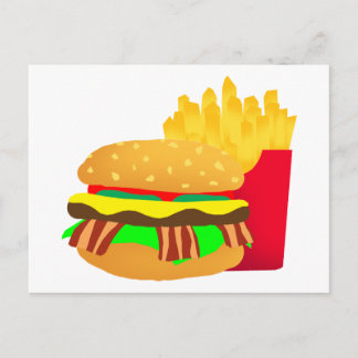 Cartão Postal Burger e Fries