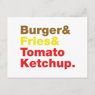 Cartão Postal Burger & Fries & Tomato Ketchup.