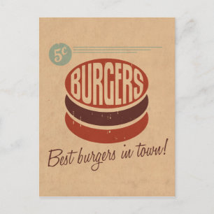 Cartão Postal Burger Retro