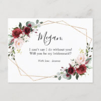 Burgundy Blush Floral Você Será Minha Porta-Voz