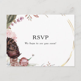 Cartão postal Burgundy Boho Floral Choice RSVP