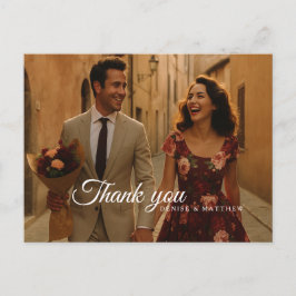 Cartão Postal Burgundy e Blush Obrigado