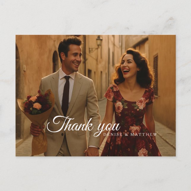 Cartão Postal Burgundy e Blush Obrigado (Frente)