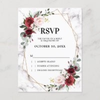 Burgundy Floral Marble Geométrico RSVP
