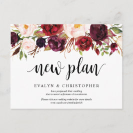 Cartão Postal Burgundy Florals, novo plano de casamento adiado
