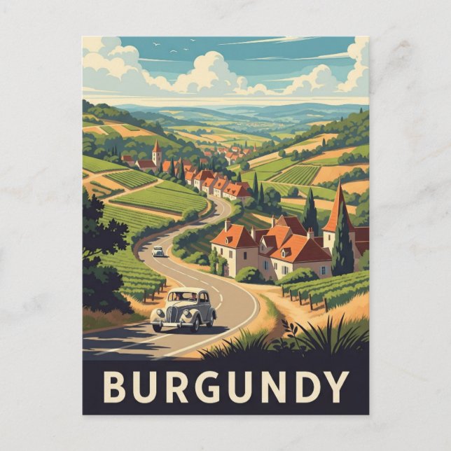 Cartão Postal Burgundy France Viagem (Frente)