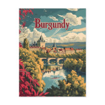 Burgundy France vintage art