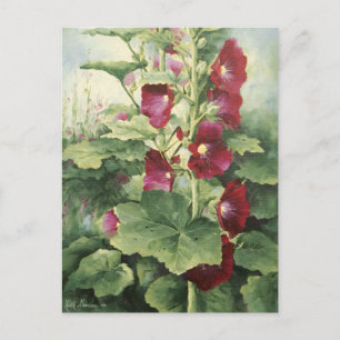 Cartão postal Burgundy Hollyhocks 0536