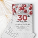 Cartão Postal Burgundy Silver Balloon Glitter Qualquer Idade Ani<br><div class="desc">Glam Moderno Burgundy Red Silver Balão Brilhante Glitter Qualquer Convite De Aniversário</div>