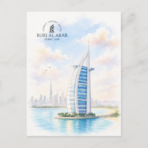 Cartão Postal Burj Al Arab, Hotel de luxo icônico, Viagem a Duba