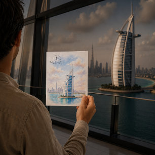 Cartão Postal Burj Al Arab, Hotel de luxo icônico, Viagem para D