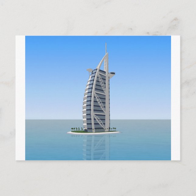 Cartão Postal Burj Al Arab Hotel Dubai: Modelo 3D: (Frente)
