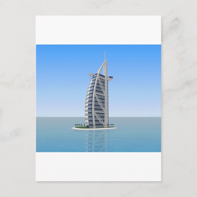Cartão Postal Burj Al Arab Hotel Dubai: Modelo 3D: (Frente)