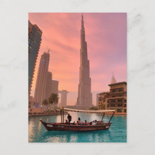 Cartão Postal Burj Khalifa Boat Lake Cityscape