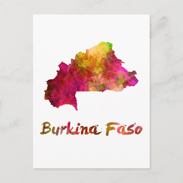 Cartão Postal Burkina Faso na cor d'água 2 (Frente)