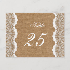 Cartão Postal Burlap Rustic Chic e casamento com o Lace Country