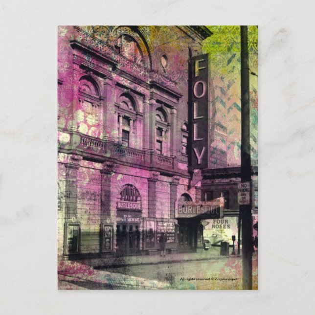 Cartão Postal Burlesque Theather Grunge (Frente)