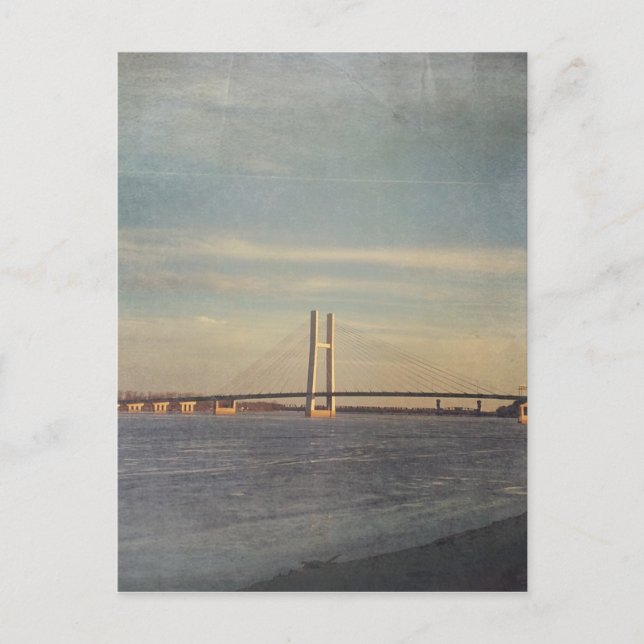 Cartão Postal Burlington, Iowa Bridge e Mississippi (Frente)