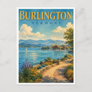 Cartão Postal Burlington Vermont Lago Champlain GeoSaga